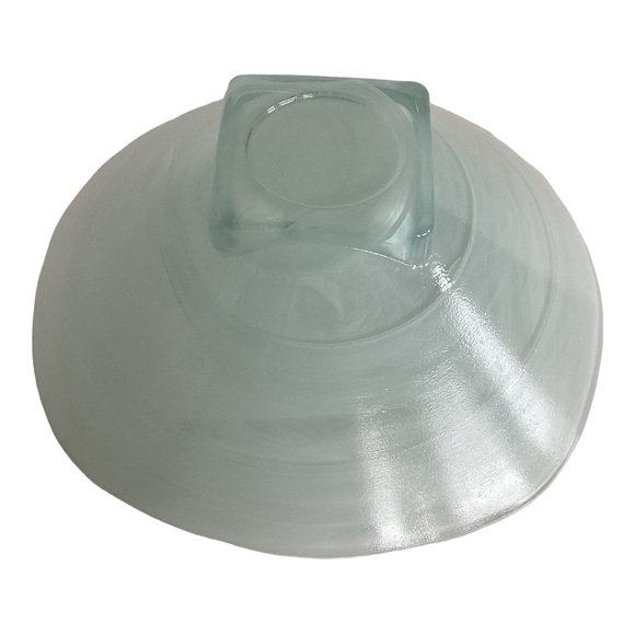 Pier 1 Imports White Swirl Recycled Glass Abstract Square Bowl Spain VTG EUC - Picture 6 of 16